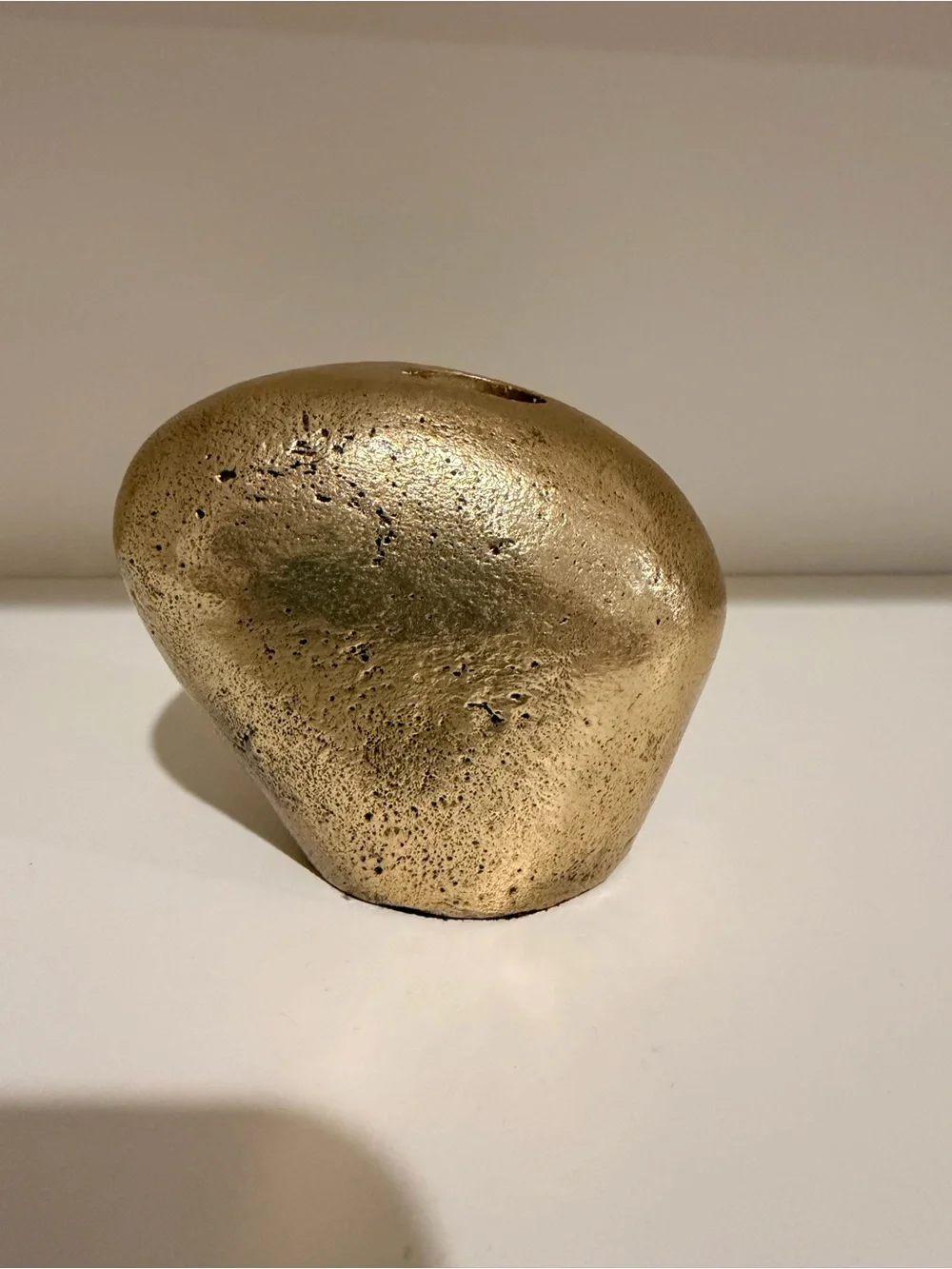 Pottery Barn Brass Textured Abstract Taper Holder Sculpture